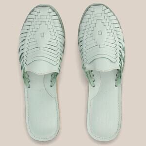 Espiritu Mint Huarache Mule Leather Woven Slip On Sandals Size 10 Boho Comfort